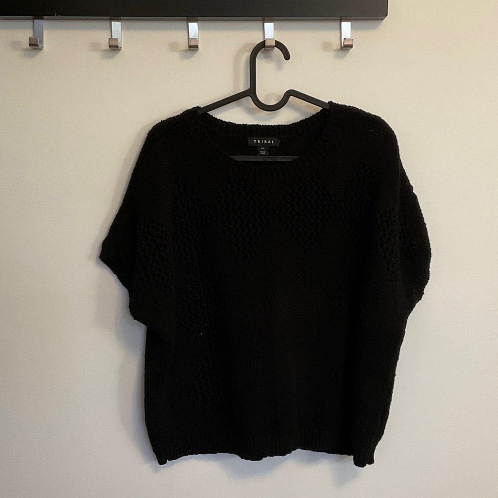 Tribal black knit sweater, Large